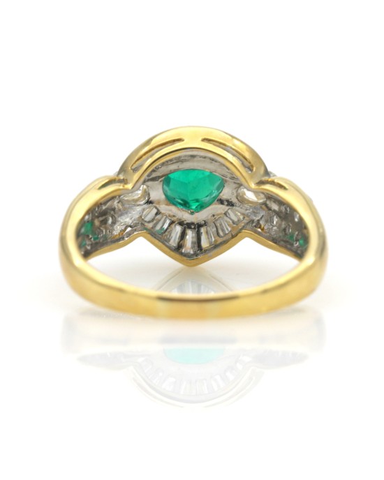 Heart Shaped Emerald and Mixed Cut Diamond Ring
